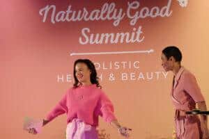 DUSSELDORF, GERMANY - NOVEMBER 05: (L-R) Host Adaeze Wolf, Holistic Health coach and moderator Annabelle Mandeng attend the Naturally Good Holistic Health & Beauty Summit at Hyatt Regency Dusseldorf on November 05, 2023 in Dusseldorf, Germany. (Photo by Andreas Rentz/Getty Images for Naturally Good)